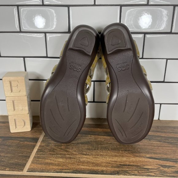 SAS Allegro Heel Strap Sandal Taupe Croc Print Patent Leather J3808432 Womens 5 - Picture 7 of 10